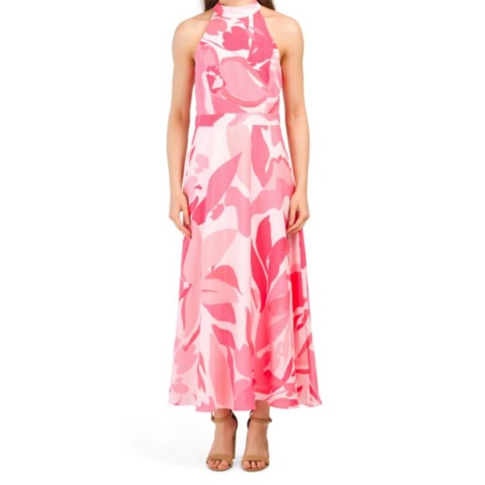 NWT TAHARI BY ASL Mock Neck Halter Dress